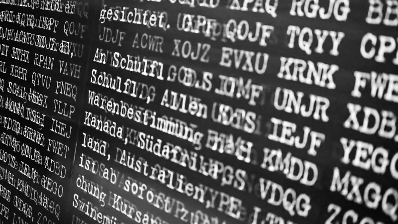 Rows of data on a dark screen