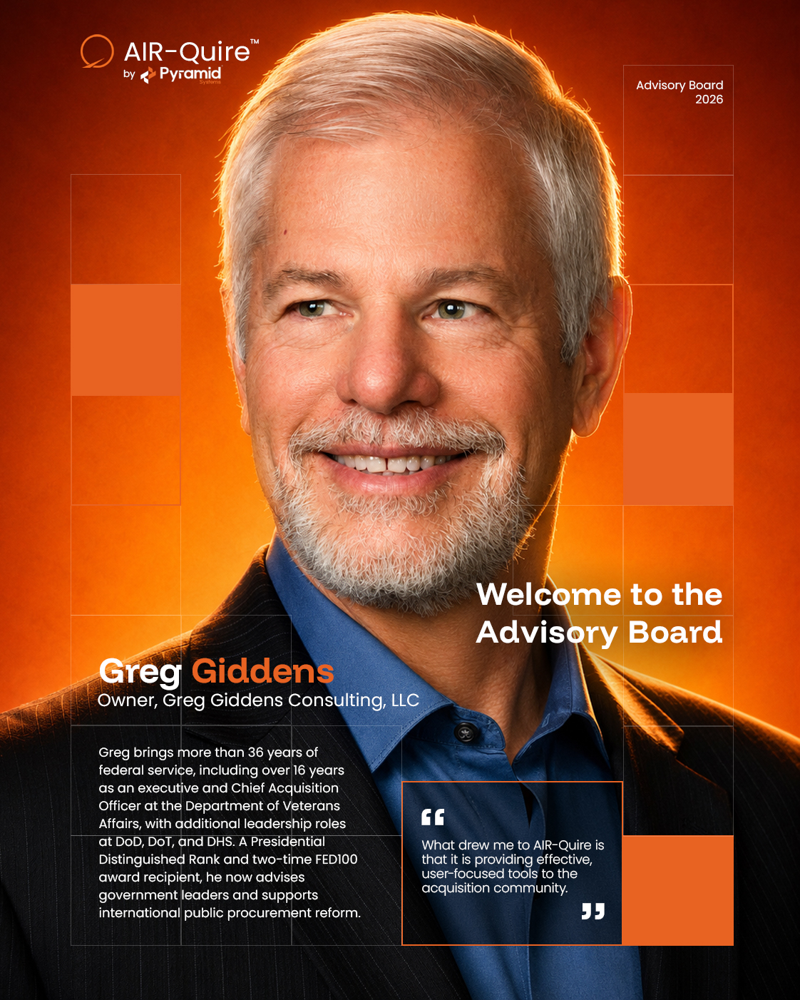 Greg Giddens, Owner of Greg Giddens Consulting and AIR-Quire Advisory Board member